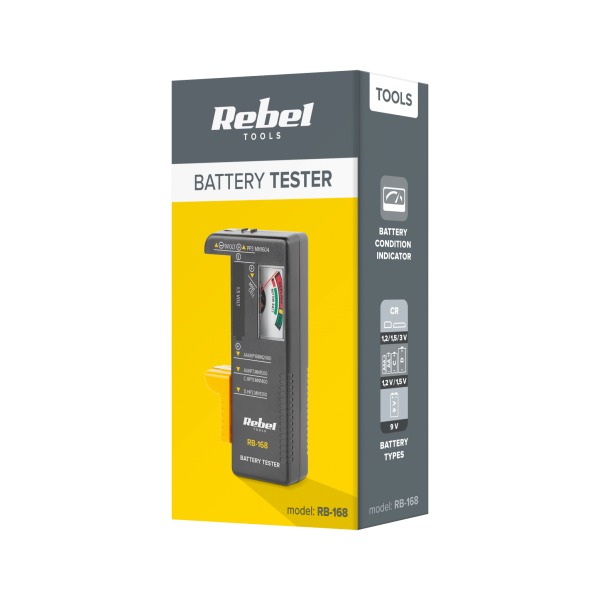 Rebel Tester Μπαταριών 9 V, Ρολογιών, AAA, AA, C, D με Αναλογική Ένδειξη MIE-RB-168