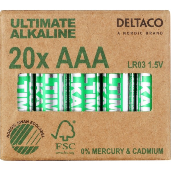 Deltaco Ultimate Αλκαλικές Μπαταρίες AAA LR03 20 Τεμάχια Ecolabel ULT-LR03-20P