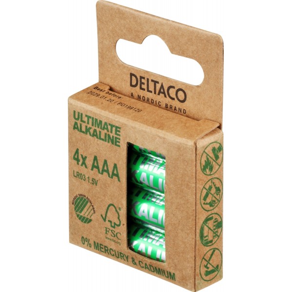 Deltaco Ultimate Αλκαλικές Μπαταρίες AAA LR03 4 Τεμάχια Ecolabel ULT-LR03-4P