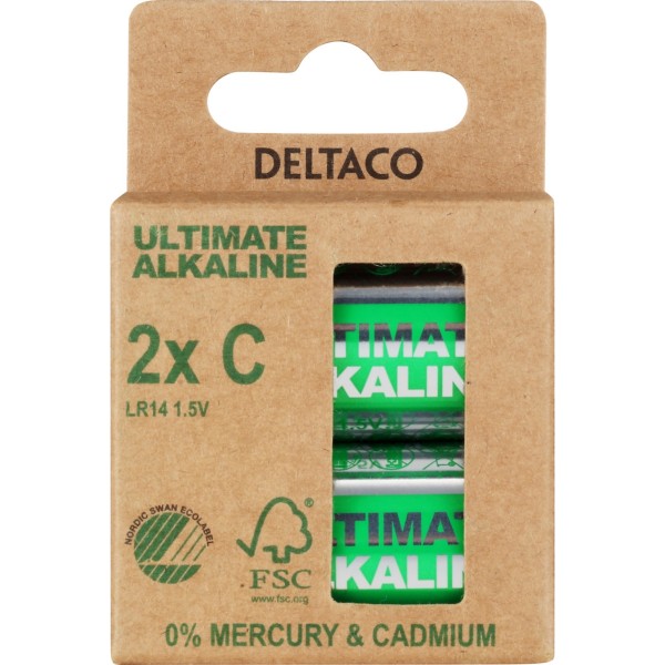 Deltaco Ultimate Αλκαλικές Μπαταρίες 1.5V LR14/C 2 τεμάχια Ecolabel ULT-LR14-2P