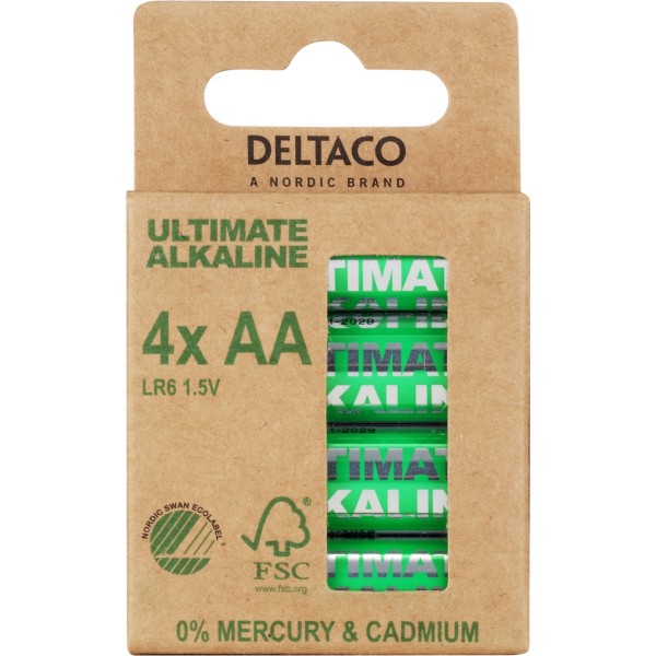 Deltaco Ultimate Αλκαλικές Μπαταρίες AA LR6 4 Τεμάχια Ecolabel ULT-LR6-4P