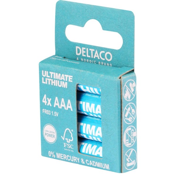 DELTACO Ultimate Μπαταρίες Λιθίου 1.5V LR03/AAA 4 τεμάχια Οικολογική FSC Συσκευασία ULT-R03LI-4P