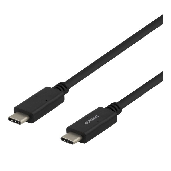 Deltaco Καλώδιο Φόρτισης Type C σε Type C, 3A, USB 2.0, 2m Μαύρο USBC-2002M