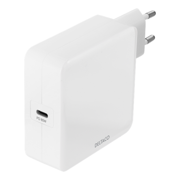 Deltaco USB-C wall charger 65 W, white USBC-AC140