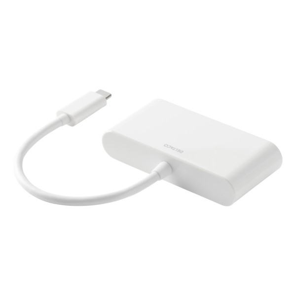 Deltaco Αντάπτορας USB-C to HDMI/USB A, 4K 30Hz, USB-C PD 3,0 100W, Λευκός USBC-HDMI23