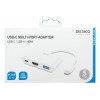 Deltaco Αντάπτορας USB-C to HDMI/USB A, 4K 30Hz, USB-C PD 3,0 100W, Λευκός USBC-HDMI23