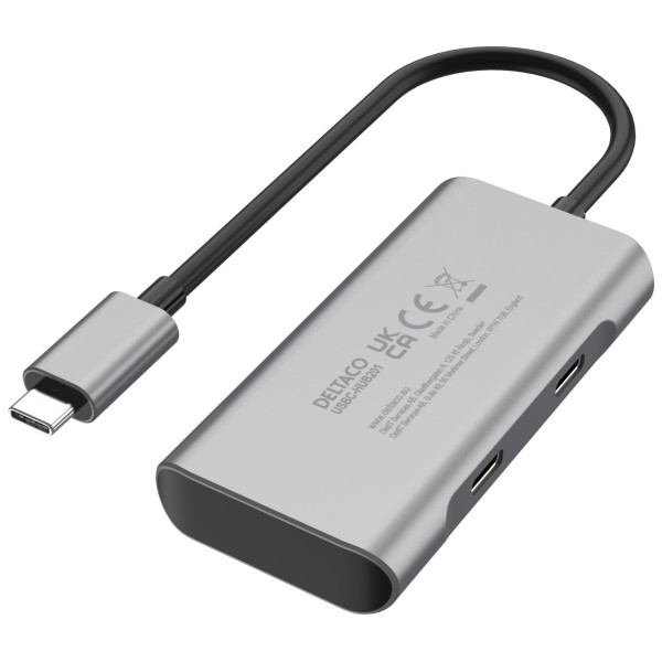 Deltaco Type C Hub 2x Type C, 2x USB-A Space Grey USBC-HUB201