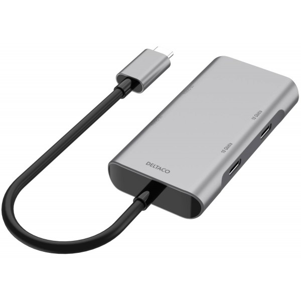 Deltaco Type C Hub 2x Type C, 2x USB-A Space Grey USBC-HUB201