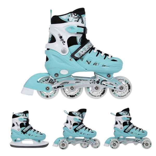 Αυξομειούμενα Πατίνια Roller NH 10905 ΣΕΤ 4 ΣΕ 1 INLINE SKATES NILS EXTREME ΓΑΛΑΖΙΟ-MEDIUM (35-38)