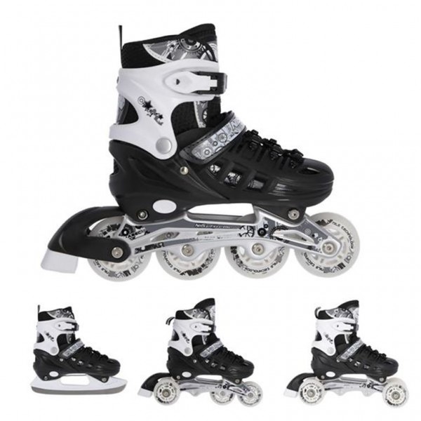 Αυξομειούμενα Πατίνια Roller NH 10905 ΣΕΤ 4 ΣΕ 1 INLINE SKATES NILS EXTREME ΜΑΥΡΟ -SMALL (31-34)