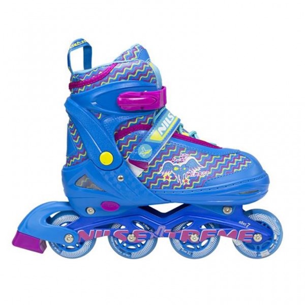 Αυξομειούμενα Πατίνια Roller NJ4613 A INLINE NILS EXTREME Μπλε με LED φωτάκια- SMALL (30-33)