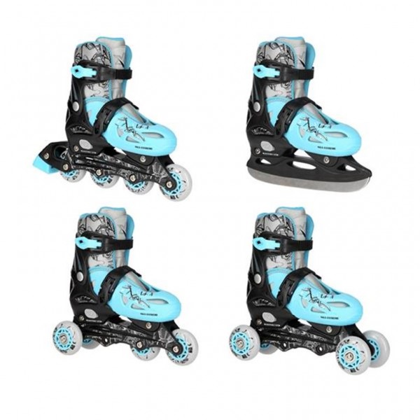 Αυξομειούμενα Πατίνια Roller INLINE/ICE-SKATES NILS EXTREME NH0320A 4 ΣΕ 1 Μπλε - SMALL (31-34)