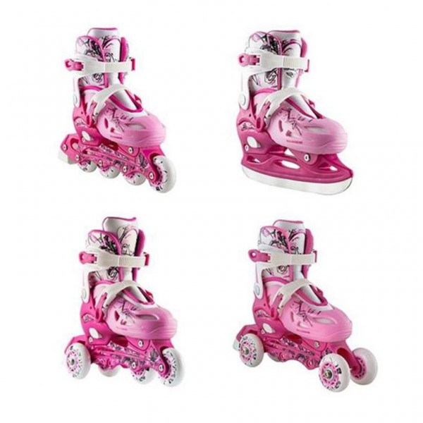 Αυξομειούμενα Πατίνια Roller Inline/Ice-Skates NILS EXTREME NH0320A 4 ΣΕ 1 Ροζ Small (31-34)