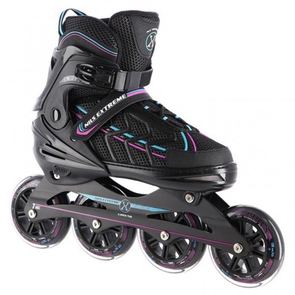 Αυξομειούμενα Πατίνια Roller NA 1128 Μαύρο/Μωβ IN-LINE SKATES NILS EXTREME Medium (35-38)