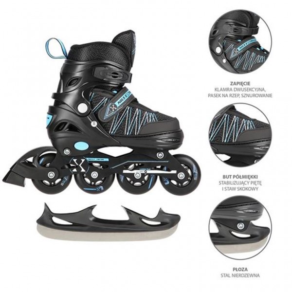 Αυξομειούμενα Roller NH11912 A 2σε1 Μαύρο/Μπλε Medium(35-38) IN-LINE SKATES/HOCKEY ICE SKATES