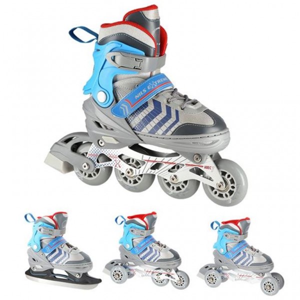 Αυξομειούμενα Roller NH18192 A 4σε1 Γκρι/Μπλε Small(29-33) IN-LINE SKATES/HOCKEY ICE SKATES