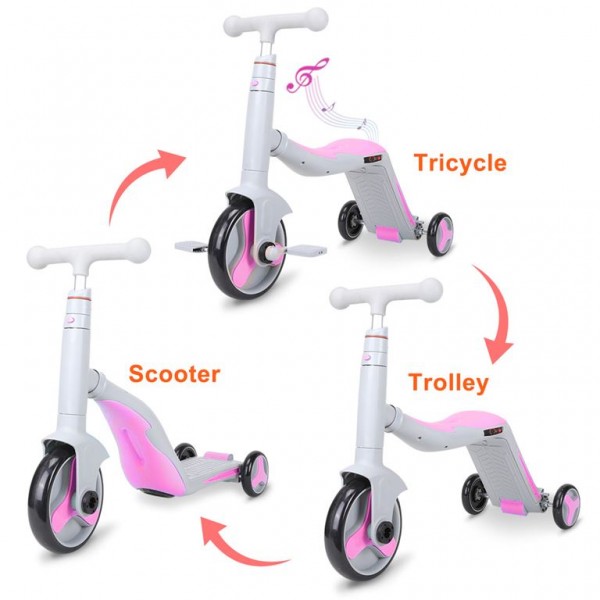 GC SCOOTER FUN HD 868 3 σε 1 Πολυμορφικό Γκρι/Ροζ