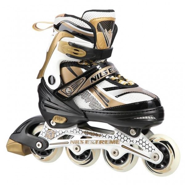 Αυξομειούμενα Πατίνια Roller NA 1123 Μαύρο/Χρυσό IN-LINE SKATES NILS EXTREME Medium (35-38)