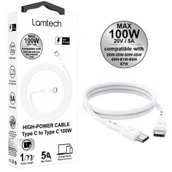 LAMTECH CABLE TYPE C TO TYPE C  100W FAST CHARGE 1M