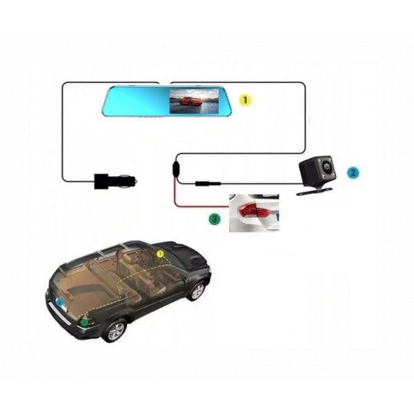 MANTA VEHICLE RECORDER IN THE MIRROR WITH A REVERSING CAMERA