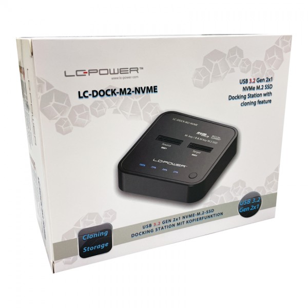 LC-POWER DOCKING STATION FOR TWO NVME-M2 SSD USB3.2