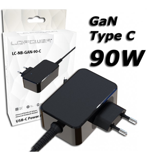 LC-POWER GaN USB-C NOTEBOOK ADAPTER 5-20V 3-4.5A 90W