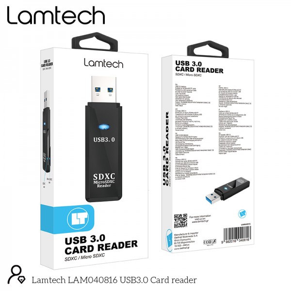 LAMTECH USB 3.0 CARD READER BLACK