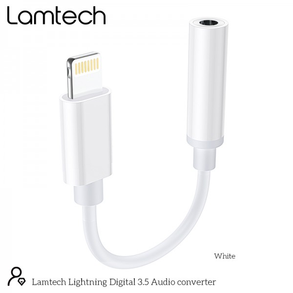 LAMTECH LIGHTNING ADAPTER CABLE AUDIO JACK 3,5MM WHITE