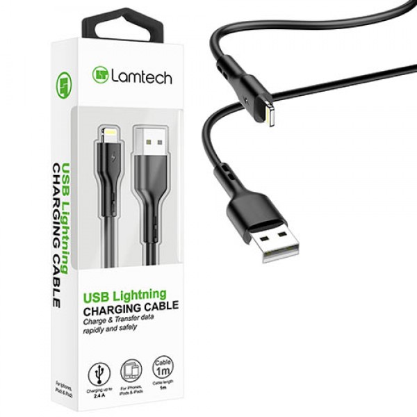 LAMTECH CHARGING & DATACABLE LIGHTNING 1m BLACK