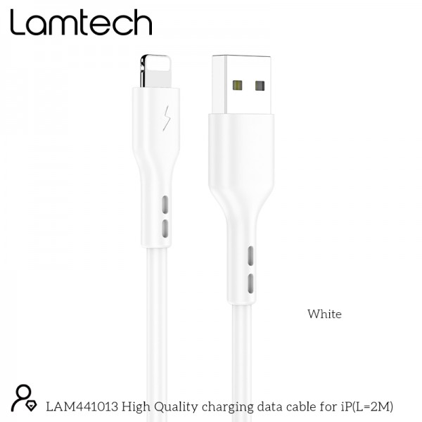 LAMTECH CHARGING & DATACABLE LIGHTNING 2m WHITE