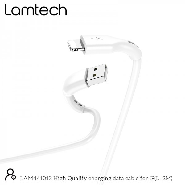 LAMTECH CHARGING & DATACABLE LIGHTNING 2m WHITE