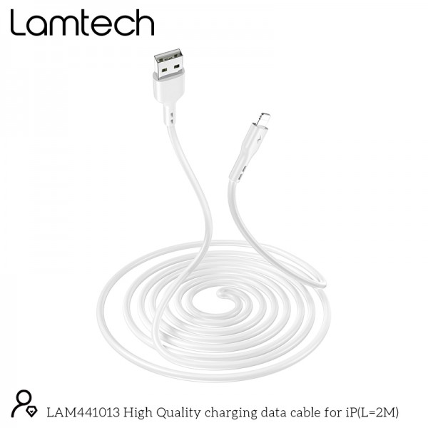 LAMTECH CHARGING & DATACABLE LIGHTNING 2m WHITE