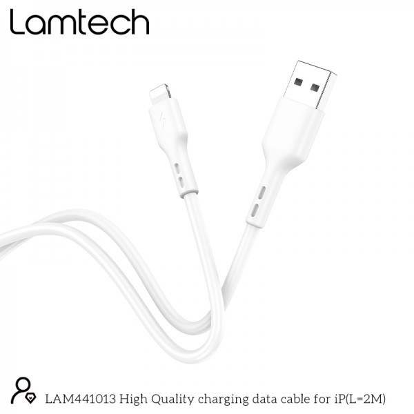 LAMTECH CHARGING & DATACABLE LIGHTNING 2m WHITE