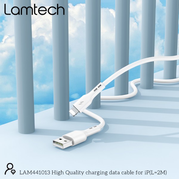 LAMTECH CHARGING & DATACABLE LIGHTNING 2m WHITE