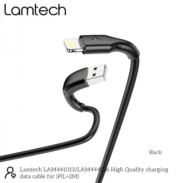 LAMTECH CHARGING & DATACABLE LIGHTNING 2m BLACK