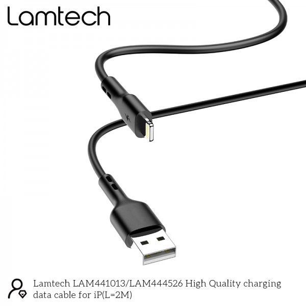 LAMTECH CHARGING & DATACABLE LIGHTNING 2m BLACK