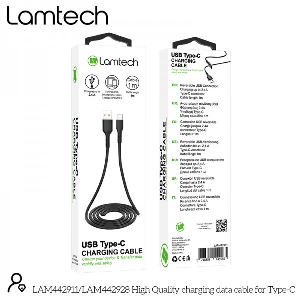 LAMTECH DATACABLE TYPE C 1m BLACK