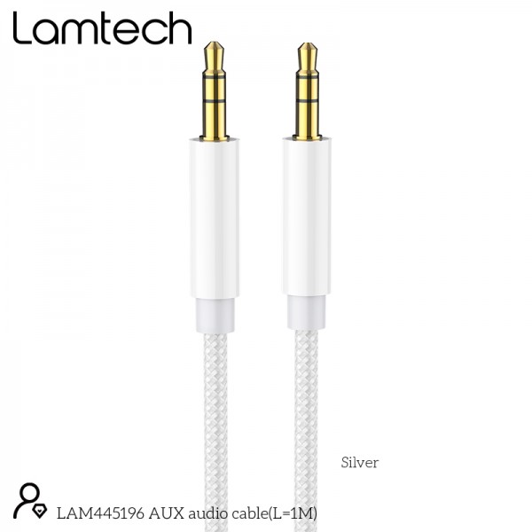 LAMTECH AUDIOCABLE BRAIDED 1m 3.5mm to 3.5mm WHITE