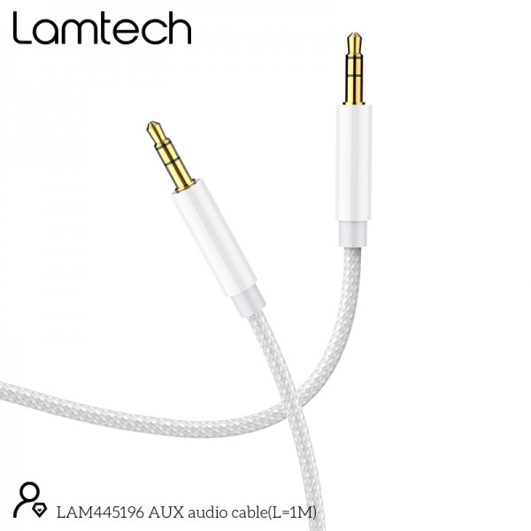 LAMTECH AUDIOCABLE BRAIDED 1m 3.5mm to 3.5mm WHITE