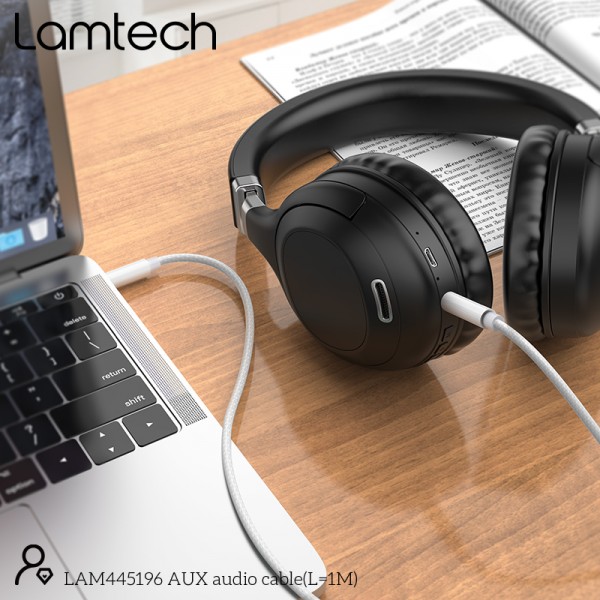 LAMTECH AUDIOCABLE BRAIDED 1m 3.5mm to 3.5mm WHITE