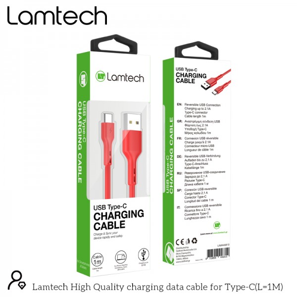 LAMTECH DATACABLE TYPE C 1m RED