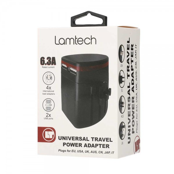 LAMTECH UNIVERSAL TRAVEL POWER ADAPTER BLACK