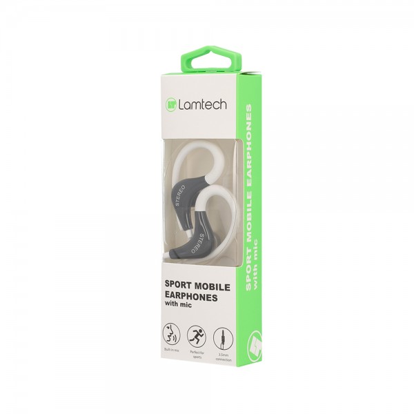 LAMTECH SPORT MOBILE EARPHONES WITH MIC WHITE