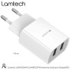 LAMTECH TRAVEL WALL CHARGER 2.1A WITH 2xUSB WHITE