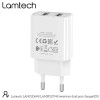 LAMTECH TRAVEL WALL CHARGER 2.1A WITH 2xUSB WHITE