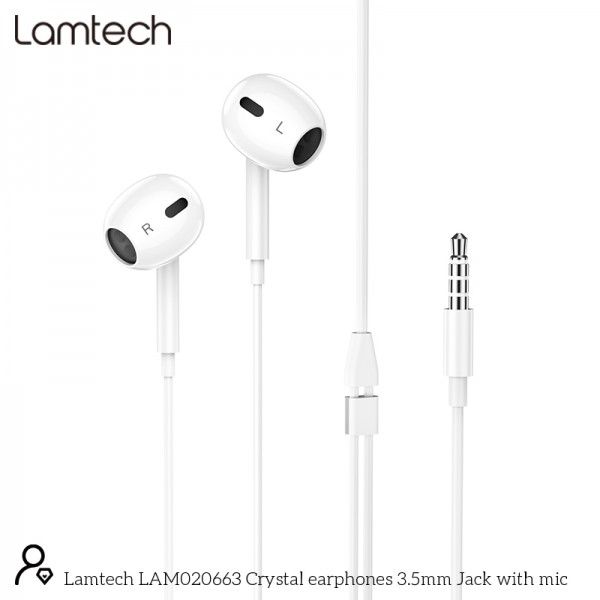 LAMTECH HANDSFREE STEREO 3,5mm JACK WITH MIC WHITE