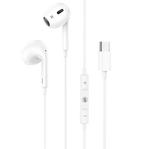 LAMTECH TYPE-C MOBILE EARPHONES WITH MICROPHONE WHITE