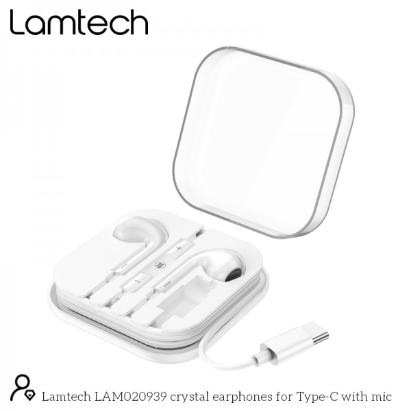 LAMTECH TYPE-C MOBILE EARPHONES WITH MICROPHONE WHITE