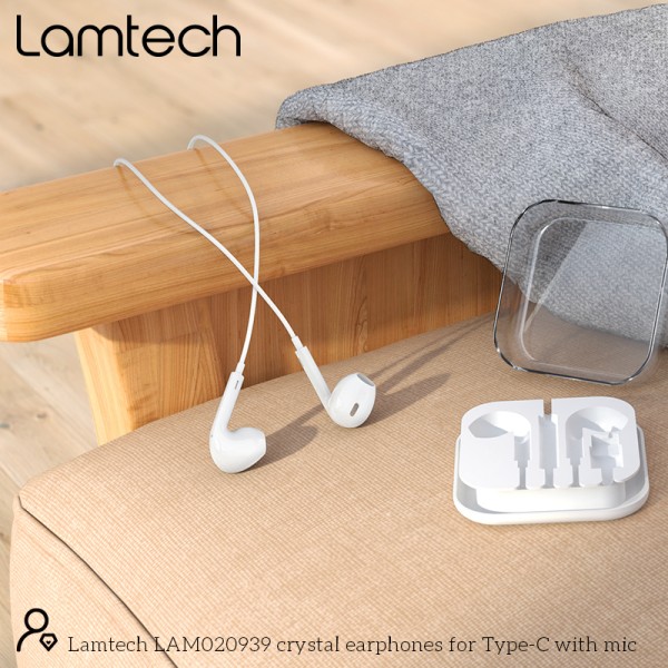 LAMTECH TYPE-C MOBILE EARPHONES WITH MICROPHONE WHITE