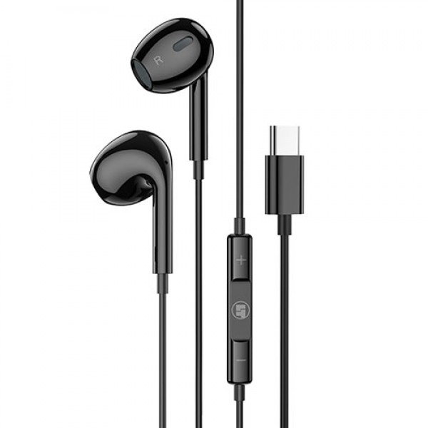 LAMTECH TYPE-C MOBILE EARPHONES WITH MICROPHONE BLACK